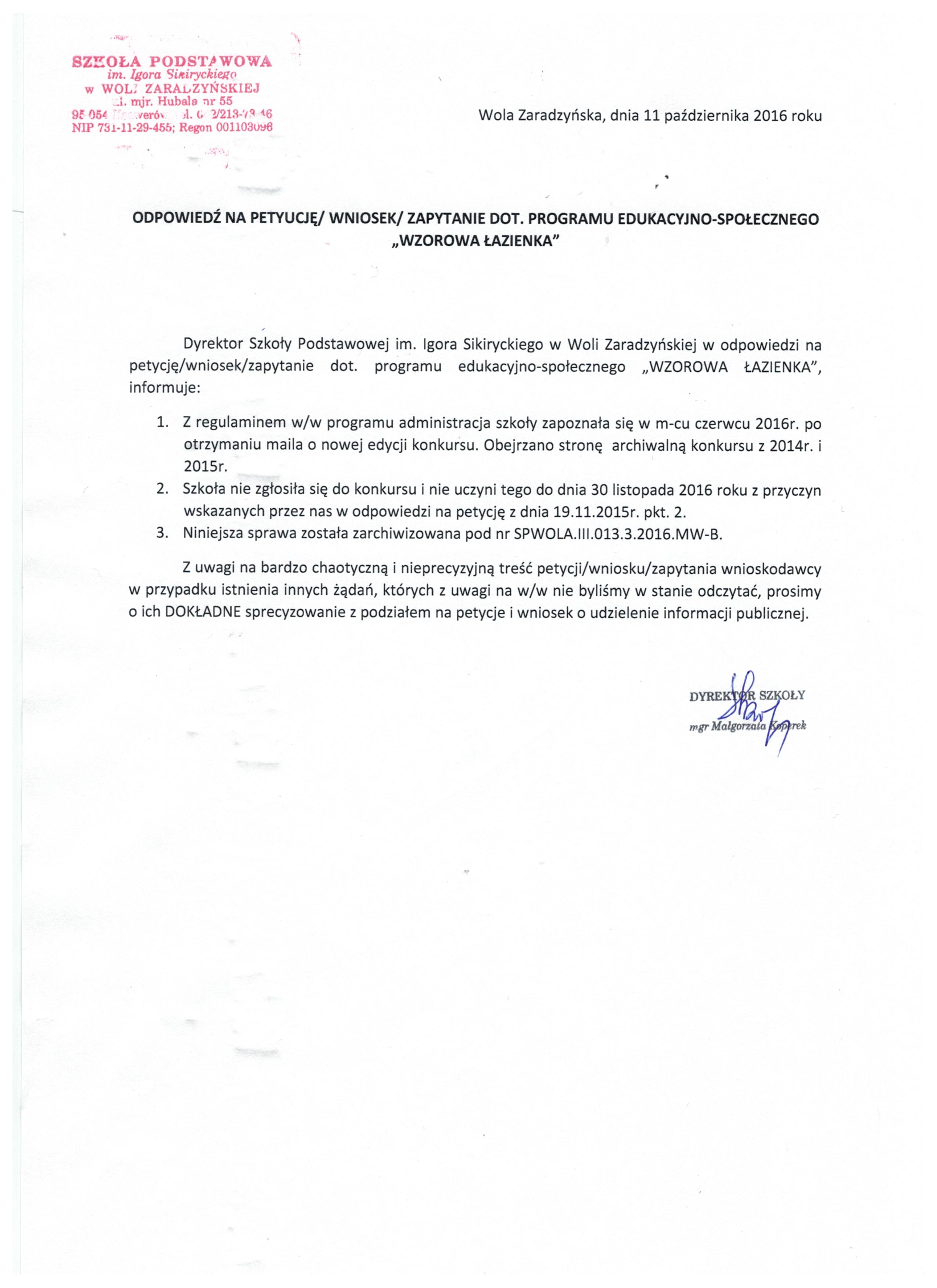 Petycja Do Dyrektora Szkoły O Zmianę Nauczyciela Wzór Petycje